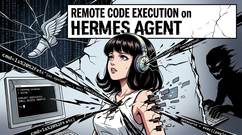 Illustrated Hermes Agent remote code execution security artwork supplied for this article